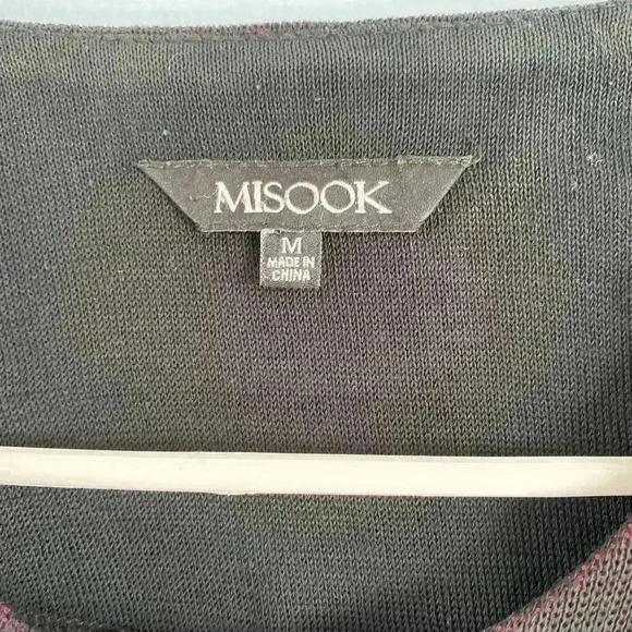 Misook Knit Open Front Jacket Cardigan Topper Medium M Black Pink Preppy Career - Picture 2 of 9